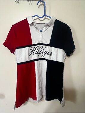 Tommy Hilfiger White Polo with Red & Navy Accents
